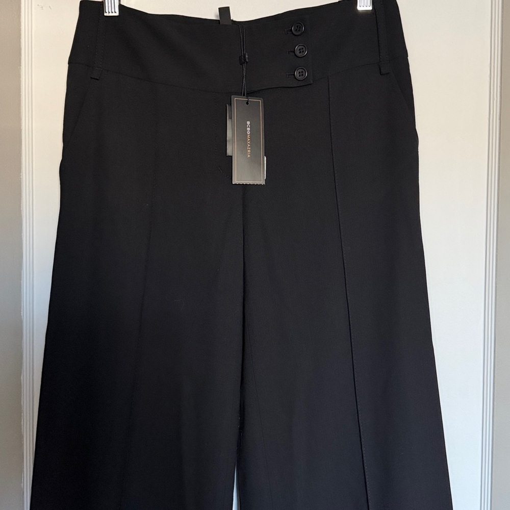 NWT BCBGMAXAZRIA Chic Black Wide-Leg Women's Pants